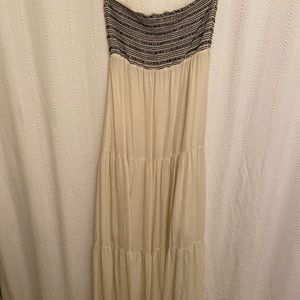 Marina Strapless Cream-Colored Maxi Dress